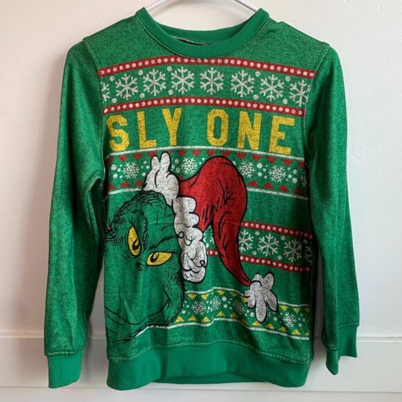 Dr. Seuss Tops - Dr. Suess The Grinch Sly One Green Long Sleeve Sweatshirt